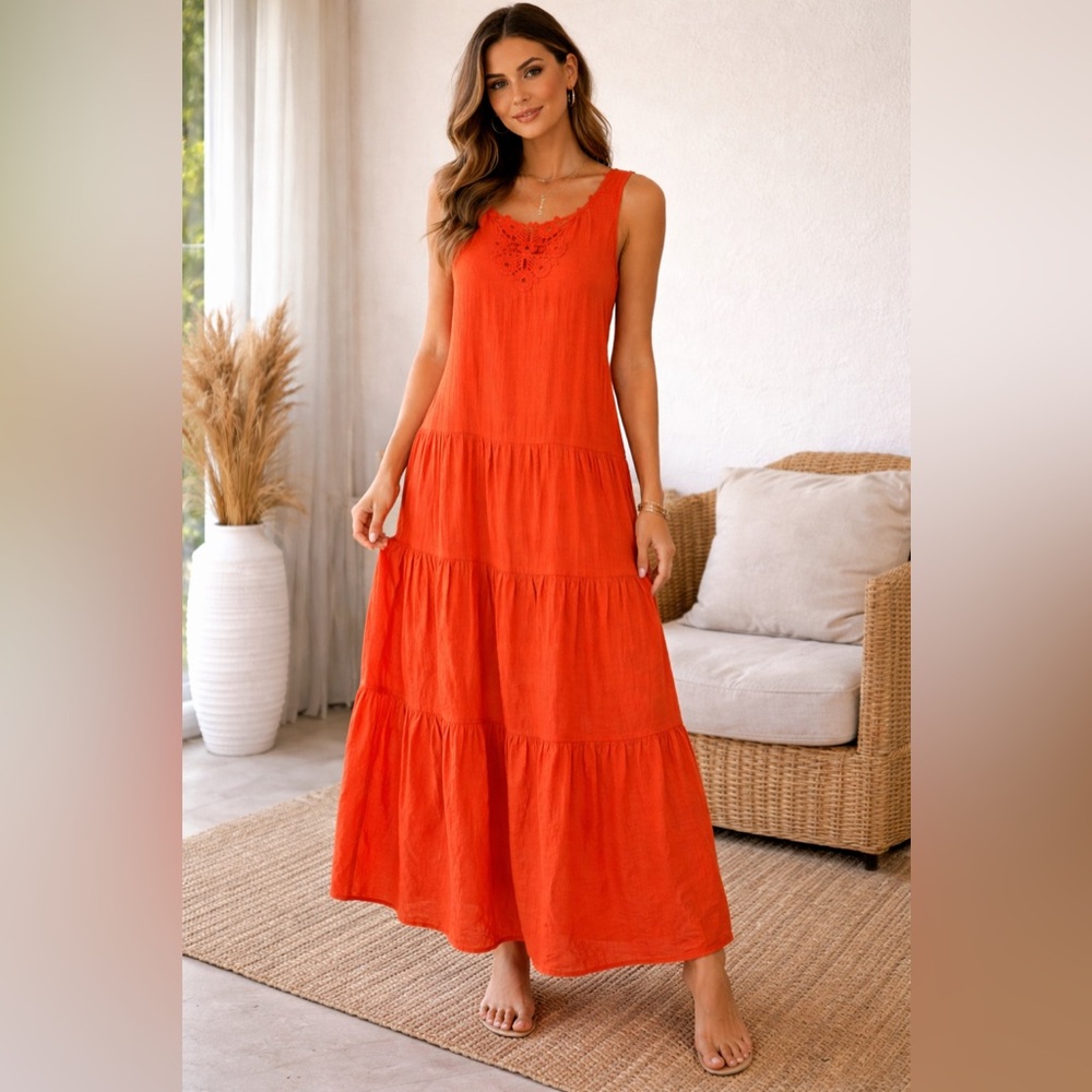 🌺 Max Studio Boho Terracotta Dress New with Tags – Size Large 🌺